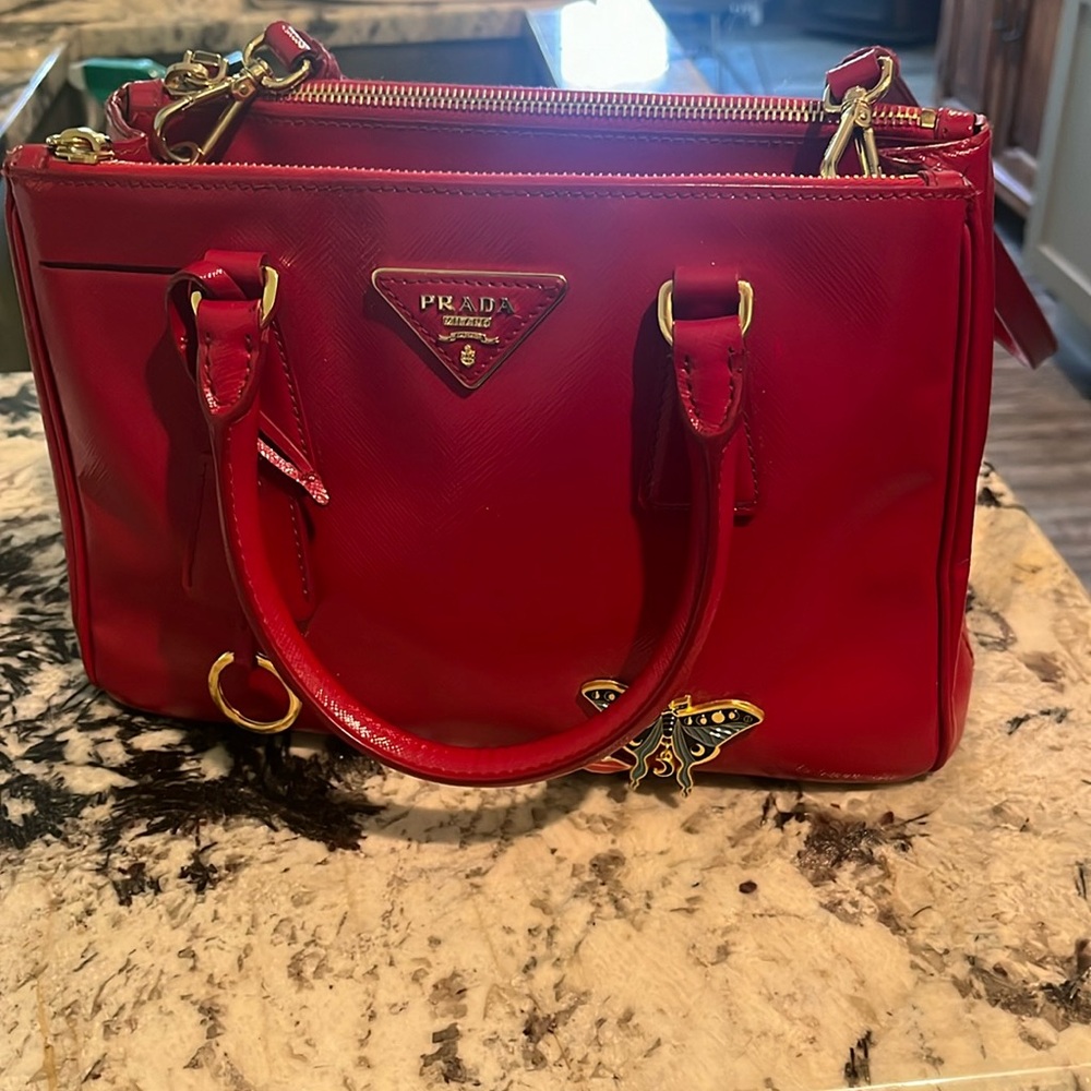 Authentic red Prada purse